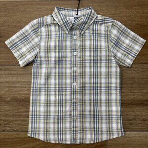 Deux Par Deux Green/Grey Plaid Dress Shirt